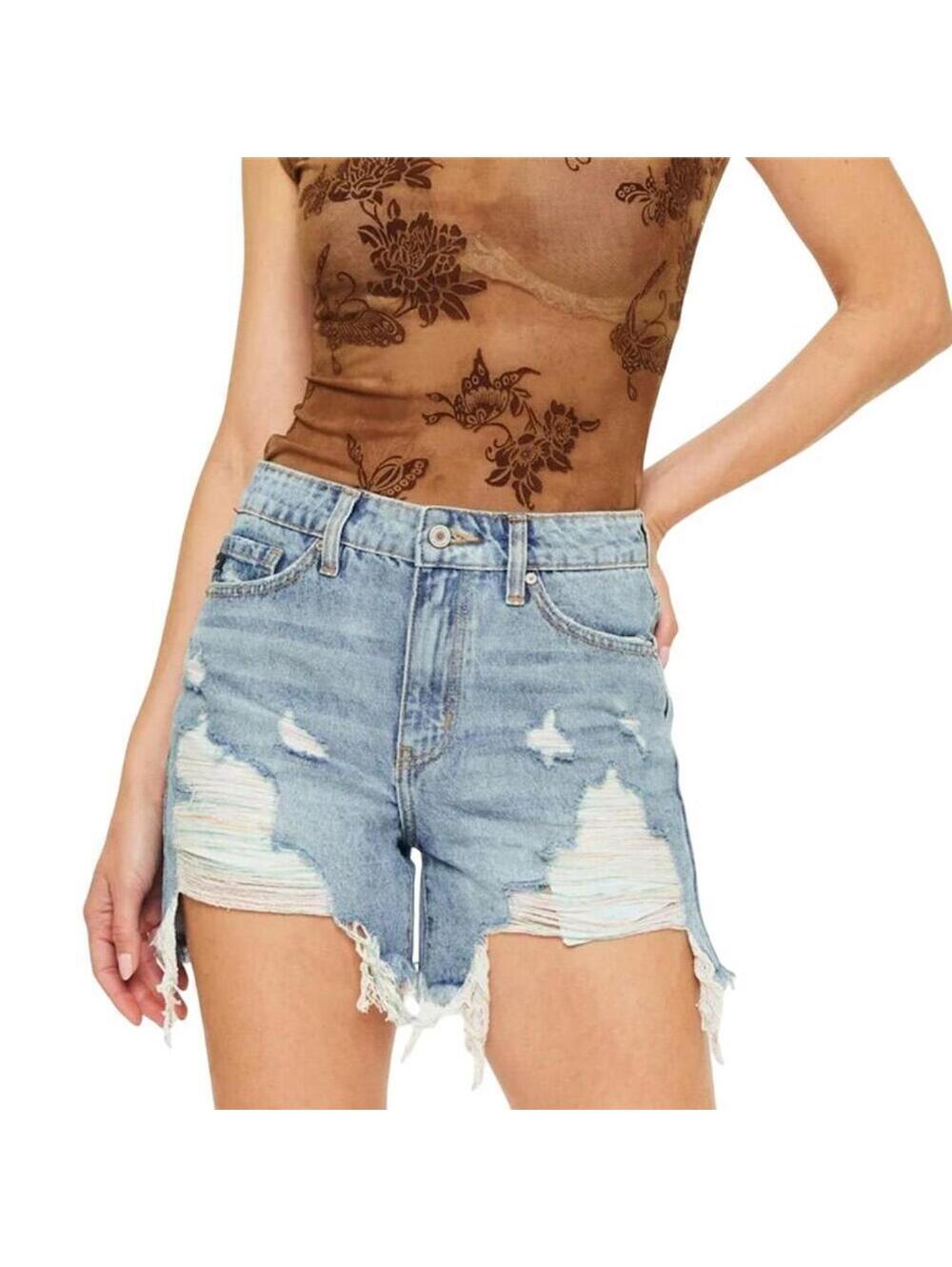 Kancan Women's Denim Cut-Off Shorts Blue Size S rainbow